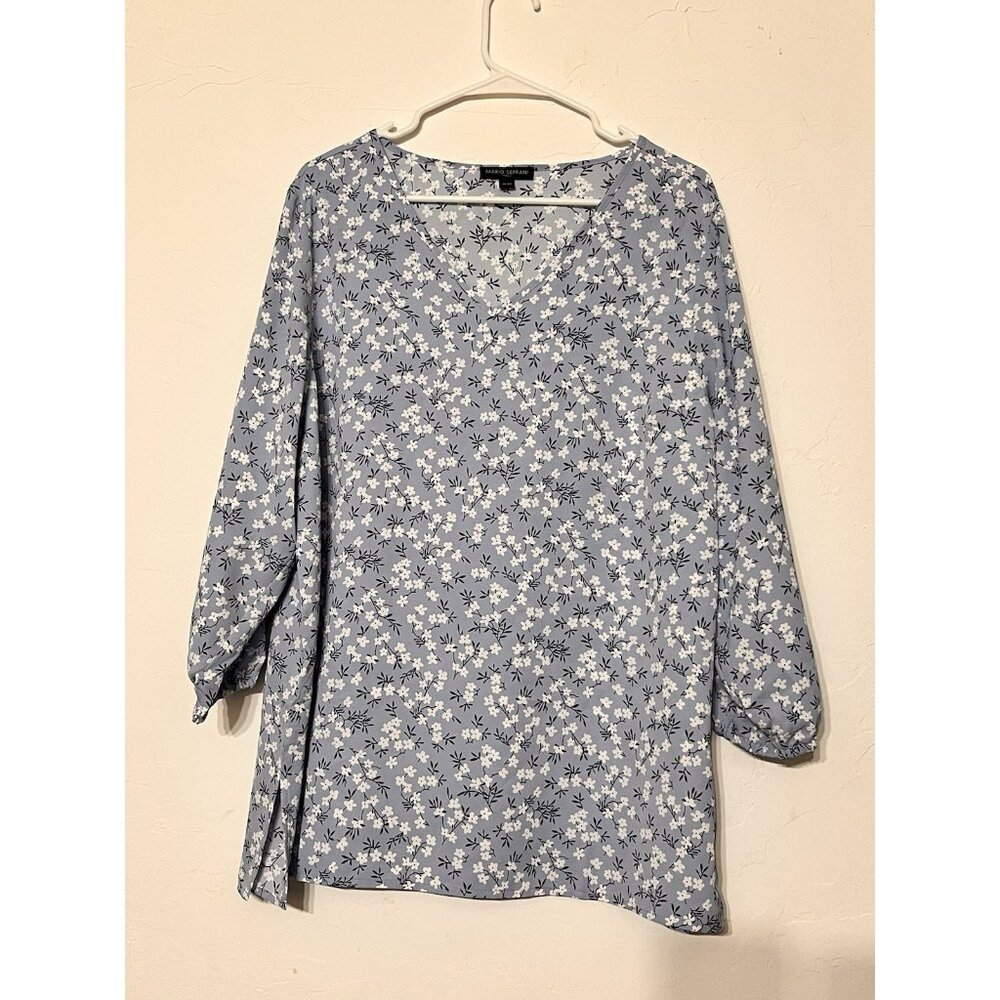 Mario Serrani Floral Blouse XL Blue Italy